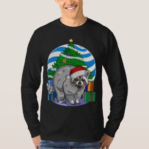 T-shirt Décor de Noël Raccoon Cute Père Noël