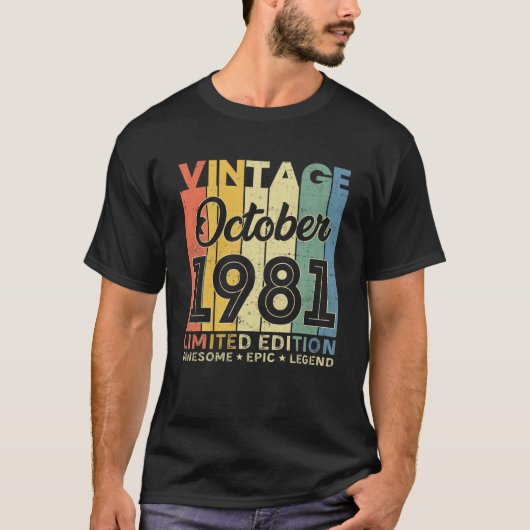 T-shirt Décoration 40E Anniversaire Octobre 1981 Hommes Fe (Devant)