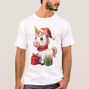 T-shirt Décoration de Noël Licorne Santa Licorne Noël T-