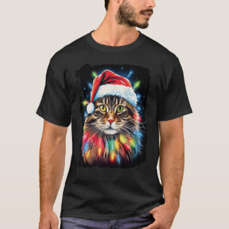 T-shirt Décoration de Noël Pop Art Maine Coon Cat Xmas