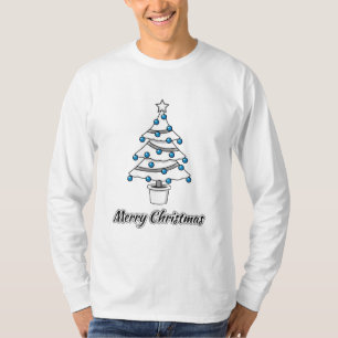 T-shirt Décorations Bleues Arbre de Noël Blanc - Joyeux No