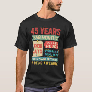 T-shirt Décorations D'Anniversaire Bda, 45 Ans,
