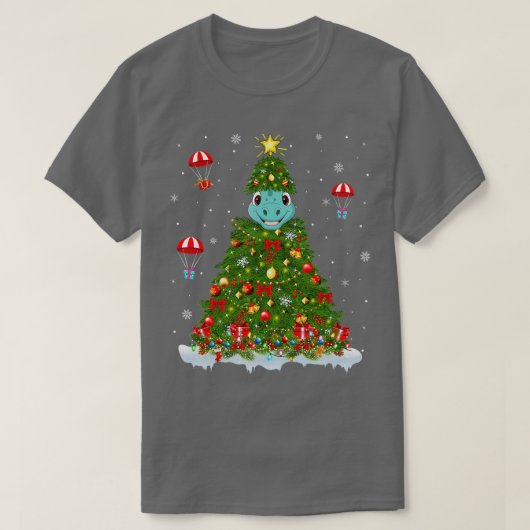 T-shirt Décorations d'arbre de Noël Père Noël Brontosaurus (Design devant)