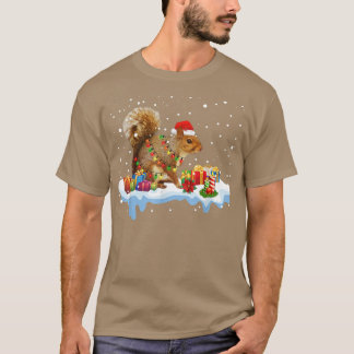 T-shirt Décorations de Noël drôles d'écureuil Chapeau de S