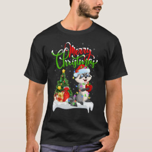 T-shirt Décorations de Noël du raton-laveur Père Noël Noël