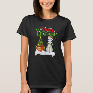 T-shirt Décorations de Noël Santa Chien Husky Sibérien Noë