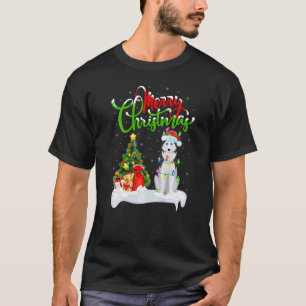 T-shirt Décorations de Noël Santa Chien Husky Sibérien Noë