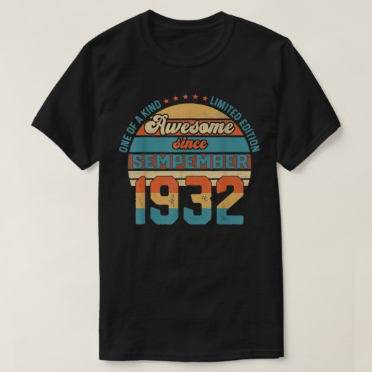 T-shirt Décorations pour le 89e anniversaire septembre 193 (Design devant)