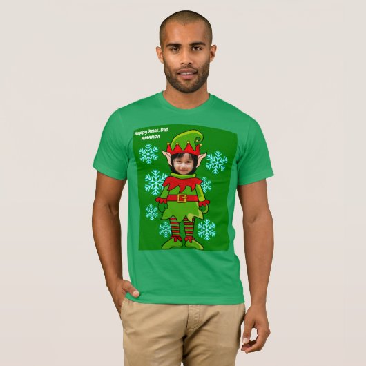 T-shirt découpé en tête Xmas personnalisé (Devant entier)