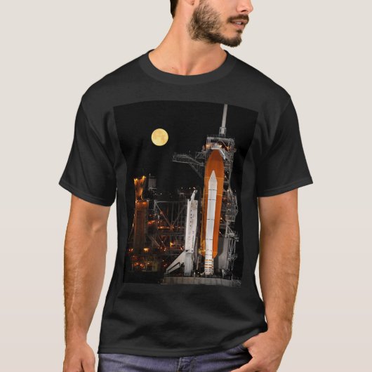 T-shirt Découverte de navette spatiale et lune (Devant)