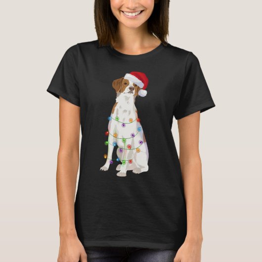 T-shirt Découvrez mon autre Brittany Dog Christmas Lights  (Devant)