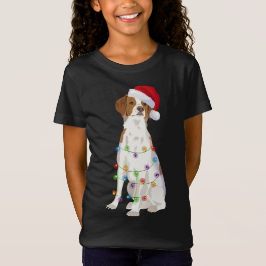 T-Shirt Découvrez mon autre Brittany Dog Christmas Lights  (Devant)