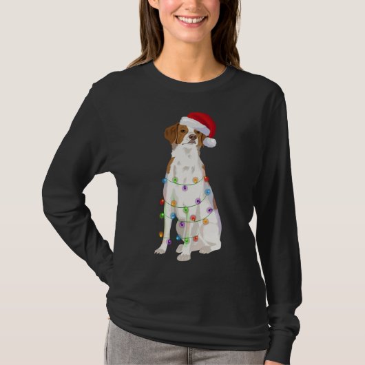 T-shirt Découvrez mon autre Brittany Dog Christmas Lights  (Devant)