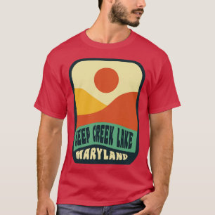 T-shirt Deep Creek Lake Maryland Insigne rétro Sunset