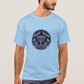 T-shirt Deep Navy Menorah William Morris Pattern (Devant)