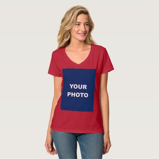 T-shirt Deep Red Ajouter Image Photo Logo photo Femmes (Devant entier)
