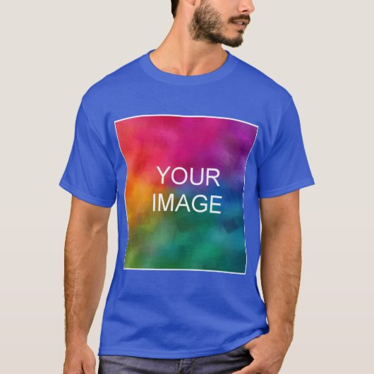 T-shirt Deep Royal Blue Custom Ajouter Logo d'image Photo (Devant)