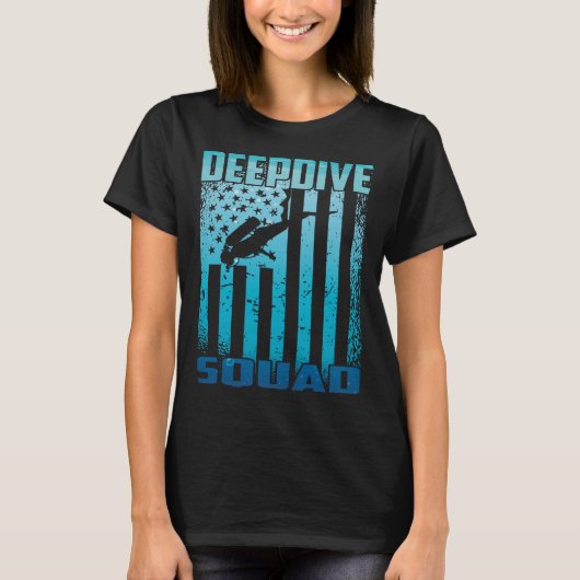T-shirt DeepDive Squad US Drapeau sous-marin Plongée sous- (Devant)