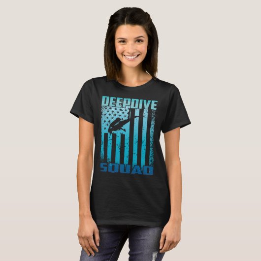 T-shirt DeepDive Squad US Flag Underwater Scuba Diving (Devant entier)