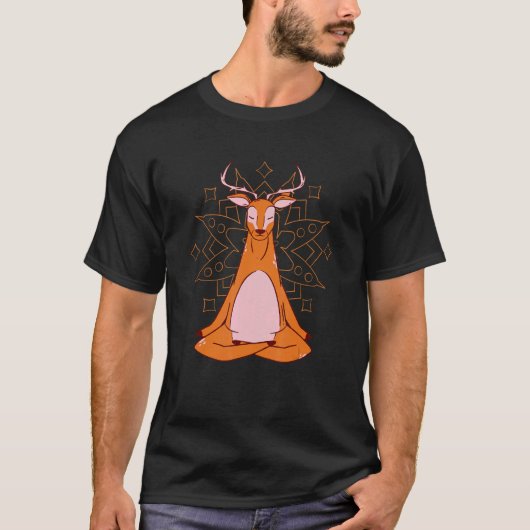 T-shirt Deer at yoga for meditation and mindfulness (Devant)