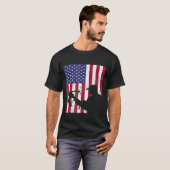 T-shirt Deer Bow Hunt Hunter Whitetail Tee American Flag 2 (Devant entier)