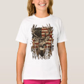T-shirt Deer, Buck Season USA Flag (Devant)