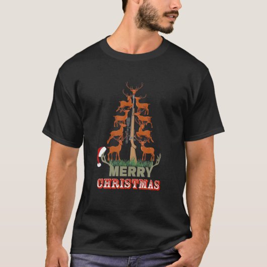 T-shirt Deer Christmas Tree - Love Hunt (Devant)