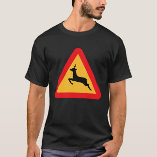 T-shirt Deer Crossing Road Sign