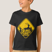 T-shirt Deer Crossing Sign Christmas Xing Reindeer Funny M (Devant)