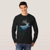T-shirt Deer Elk Double Exposure Surreal Wildlife Animal (Devant entier)