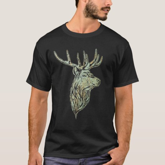 T-shirt Deer Hunter Elk Whitetail Buck Bow Chasse Retro V (Devant)