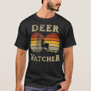 T-shirt Deer Watcher Vintage Sunset Deer Observer Cadeau