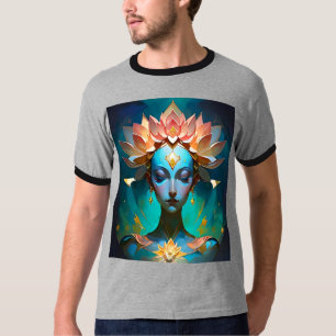 T-shirt Déesse Bleue Mystique du Lotus Art Abstrait Spirit
