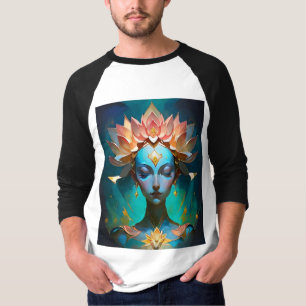T-shirt Déesse Bleue Mystique du Lotus Art Abstrait Spirit