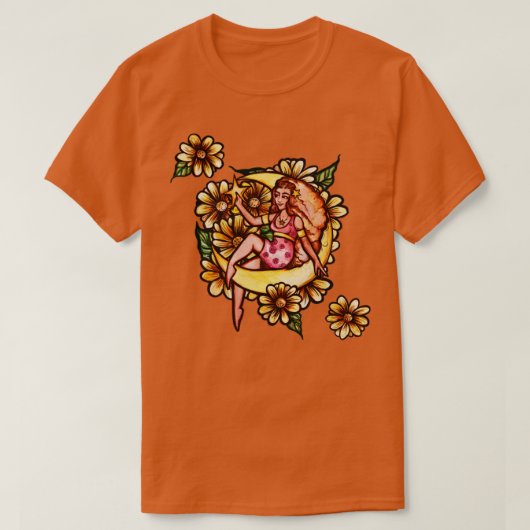 T-shirt Déesse de la lune de fleurs (Design devant)