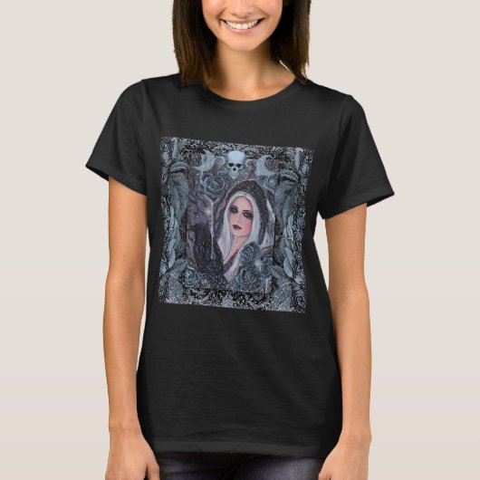 T-shirt Déesse de Morrigan avec corbeau par Renée (Devant)