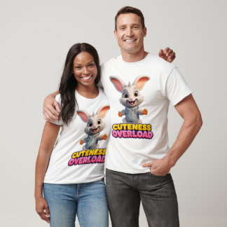 T-shirt Déferlement de mignonnerie Lapin Kawaii Dessin Gra