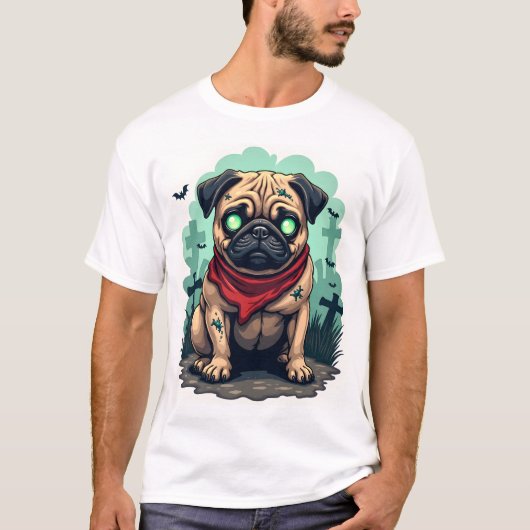 T-shirt Défilé de Pug Zombie (Devant)