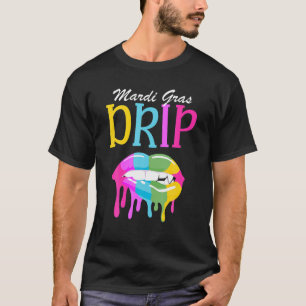 T-shirt Défilé Drôle de Fête Mardi Gras Drip Lèvres Carnav