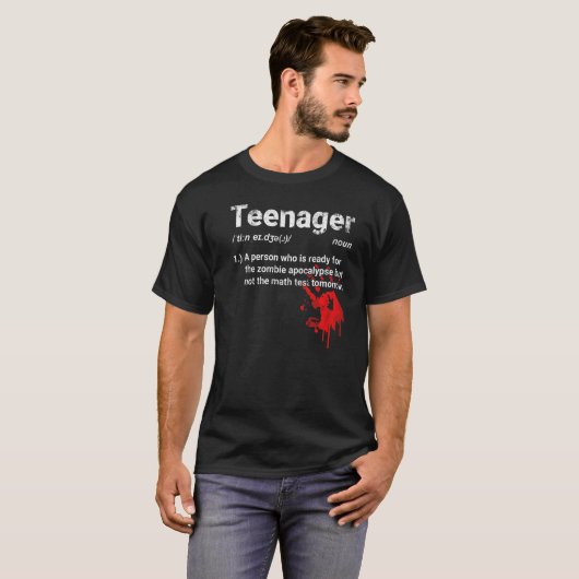 T-shirt Définition Adolescent Prêt Pour Zombie Apocalypse (Devant entier)
