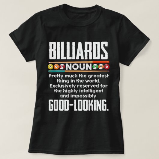T-shirt Définition Billiards Billard amusant Billard 8 Bal (Design devant)