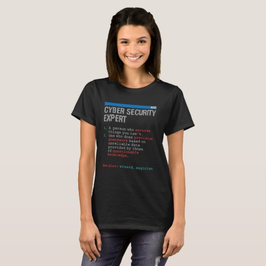 T-shirt Définition de programmation Cybersecurity Expert (Devant entier)