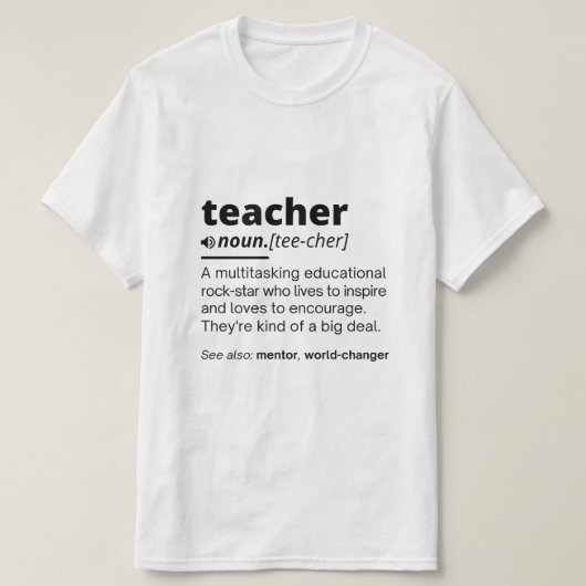 T-shirt définition d'enseignant, définition d'enseignant d (Design devant)