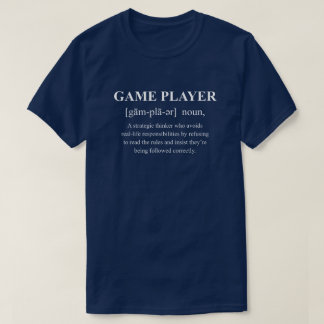 T-shirt Définition drôle de joueur avec texte blanc