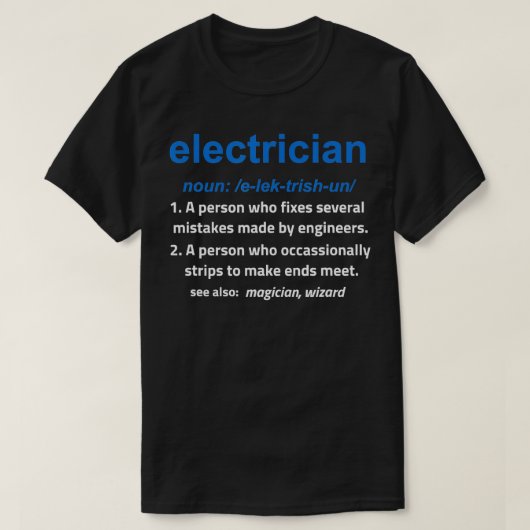 T-shirt Définition drôle Journeyman Master Electrician Gif (Design devant)