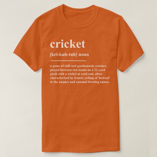 T-shirt Définition du cricket (Design devant)