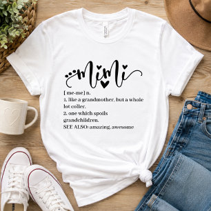 T-shirt Définition Mimi Grand-mère Script Cœur Minimal Drô