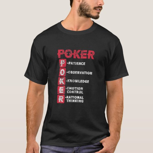 T-shirt Définition Poker Casino Joueur Jeu Distresse (Devant)