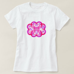 T-shirt Dégradé de rose et de violet en forme de cœur, mot