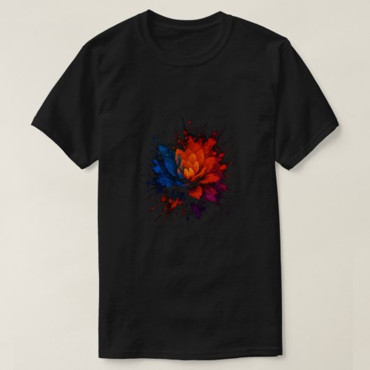 T-shirt dégradé fleur colorée éclaboussure (Design devant)